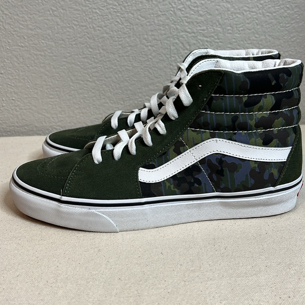 Vans Sk8-Hi Drippy Camo Green/White - Size 10 - High-Top Sneakers - Picture 1 of 9